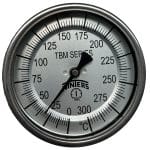 TERMOMETRO ANALÓGICO 4" X 4" BULBO 1/2" NPT INOXIDABLE